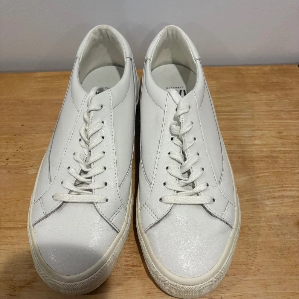 Madewell MWL Court Sneakers Womens White Size 9.5 Leather Low Top Lace Up Shoes